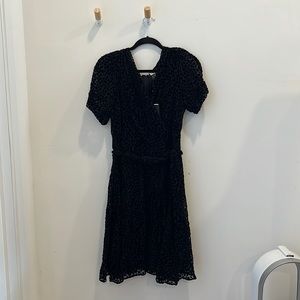 DKNY velvet dot wrap dress NWT